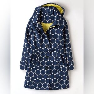 Boden Blue Poka Dot Trenchcoat, Size 10